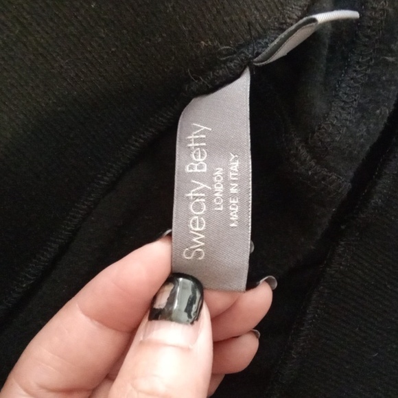 Sweaty Betty London Made In Itally Black Fleece Jogger Elastic Waistband 14 - Picture 4 of 11